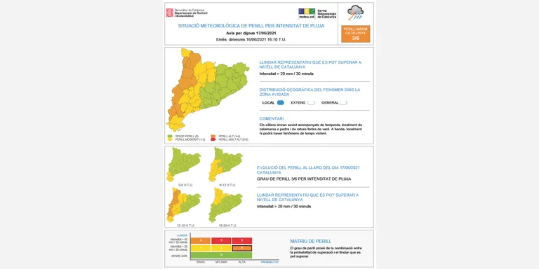 Activada l'alerta de l'Inuncat per possibilitat de pluja intensa a l'Alt Pirineu
