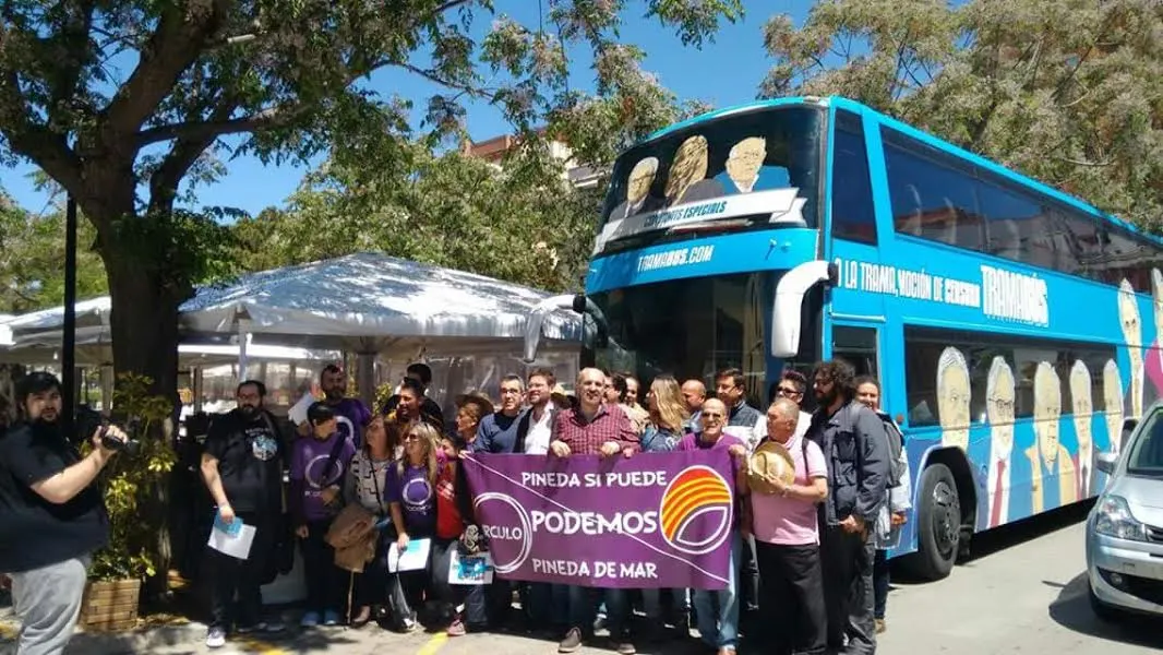 El TramaBusCat, de la formació Podem, va arribar ahir a Pineda