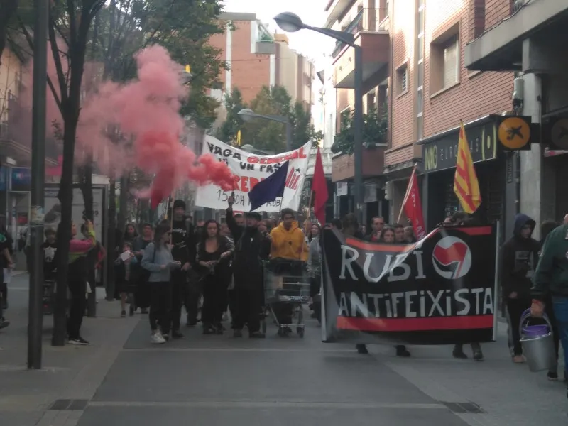 Vaga General 18-O a Rubí: Pocs comerços tancats i mobilització al carrer