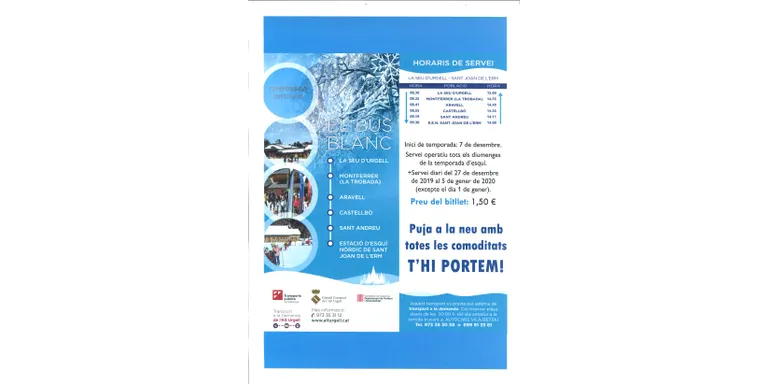 El Bus Blanc a Sant Joan de l’Erm funcionarà a partir del 7 de desembre