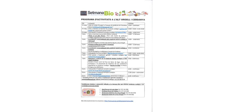 L'Alt Urgell i la Cerdanya se sumen a la Setmana Bio per l'alimentació ecològica