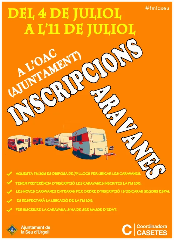 Obertes les inscripcions per instal·lar les caravanes de la Festa Major de la Seu