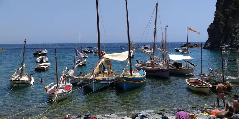 Barques de vela llatina de Pineda participen a la XXVena Trobada de Calella de Palafrugell