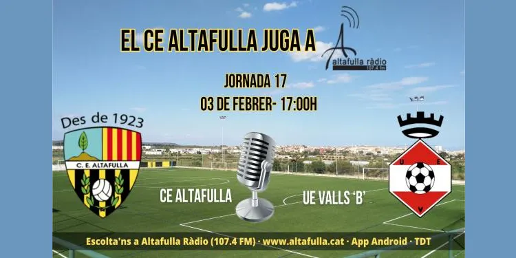 CE Altafulla – UE Valls ‘B’: conscients del parany per seguir sumant victòries al Joan Pijuan