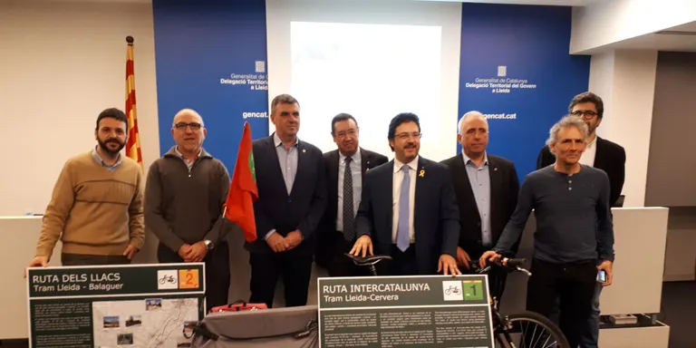 Posen en marxa el primer tram de la via cicloturística InterCatalunya, de Lleida a Cervera