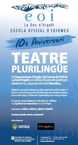 L'EOI de la Seu ofereix l'espectacle plurilingüe 'Llavors'