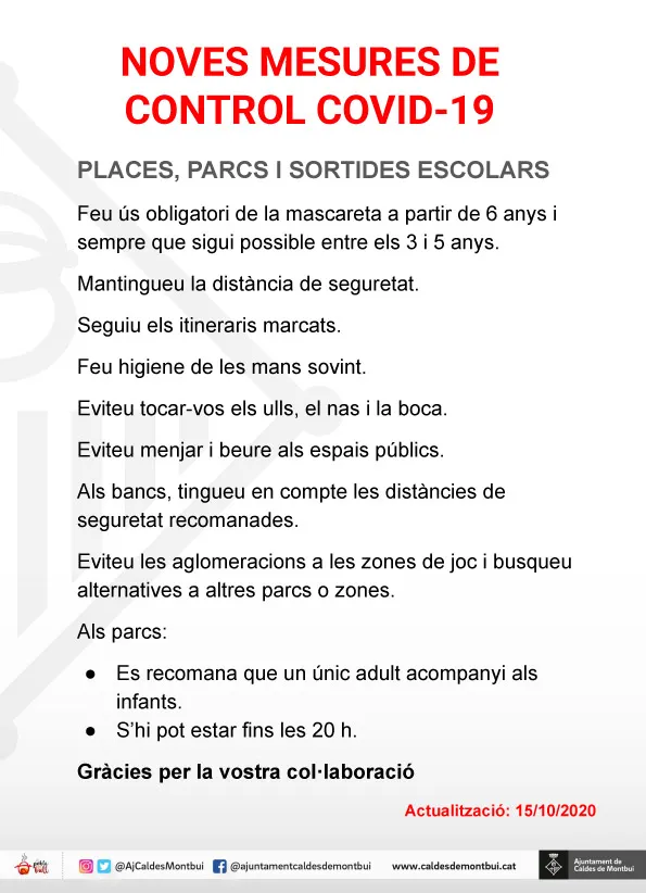 L'Ajuntament penja cartells per recordar les mesures de control AntiCovid