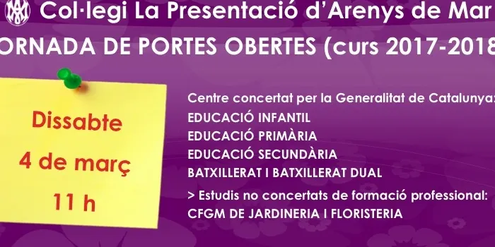 L'escola La Presentació farà jornada de portes obertes demà al matí