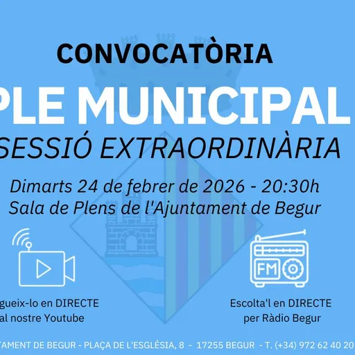 24 de febrer: Ple municipal extraordinari de l’Ajuntament de Begur