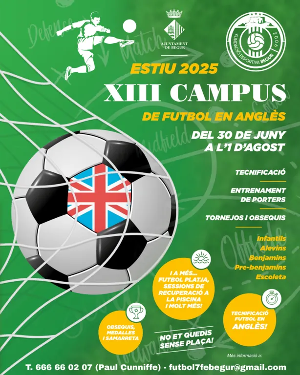 Begur acollirà el XIII Campus de Futbol en Anglès per a infants de 4 a 14 anys