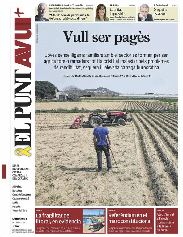 Cop d'ull als diaris d'aquest dimecres 3 d'abril