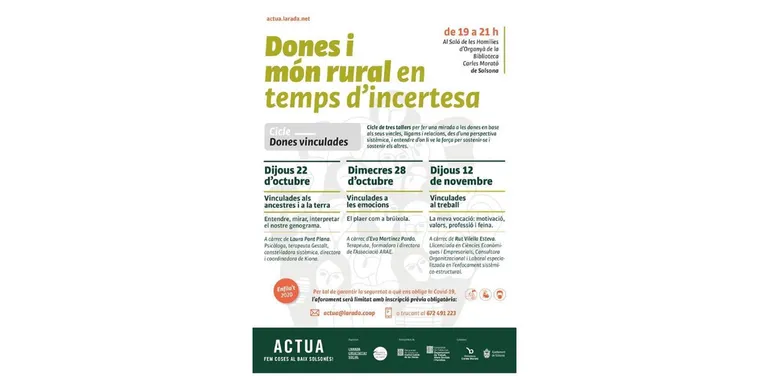 La biblioteca de Solsona acollirà aquesta tardor un cicle de l'Arada sobre "Dones i món rural en temps d'incertesa"