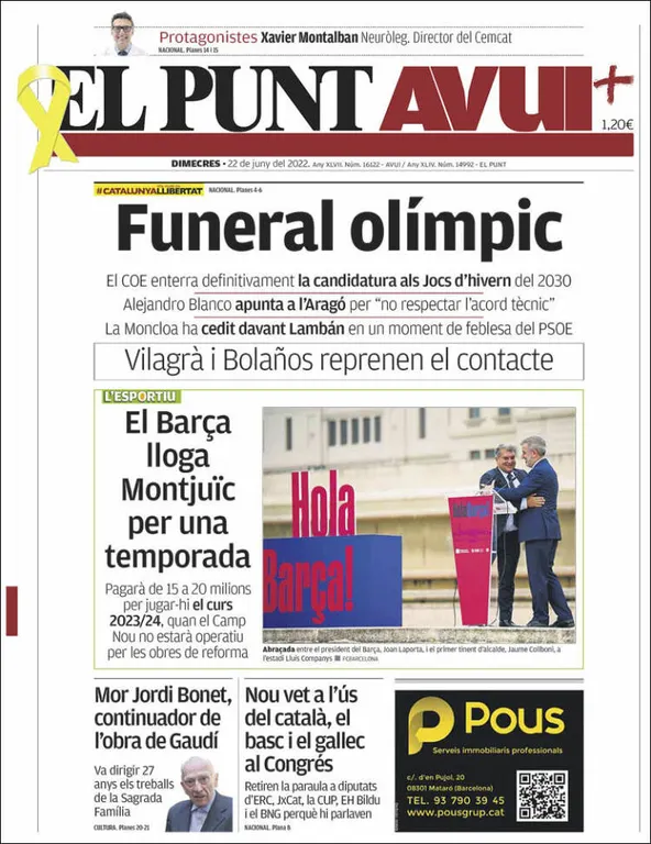 T'expliquem les portades dels diaris del territori d'aquest 22 de juny