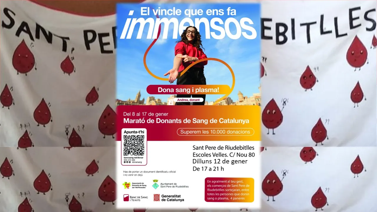 Toca donar sang i plasma el dilluns 12 de gener a Sant Pere de Riudebitlles