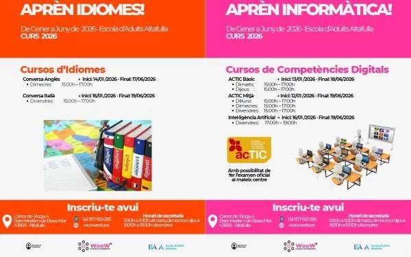 S’obren les inscripcions per al segon trimestre de l’Escola d’Adults d’Altafulla