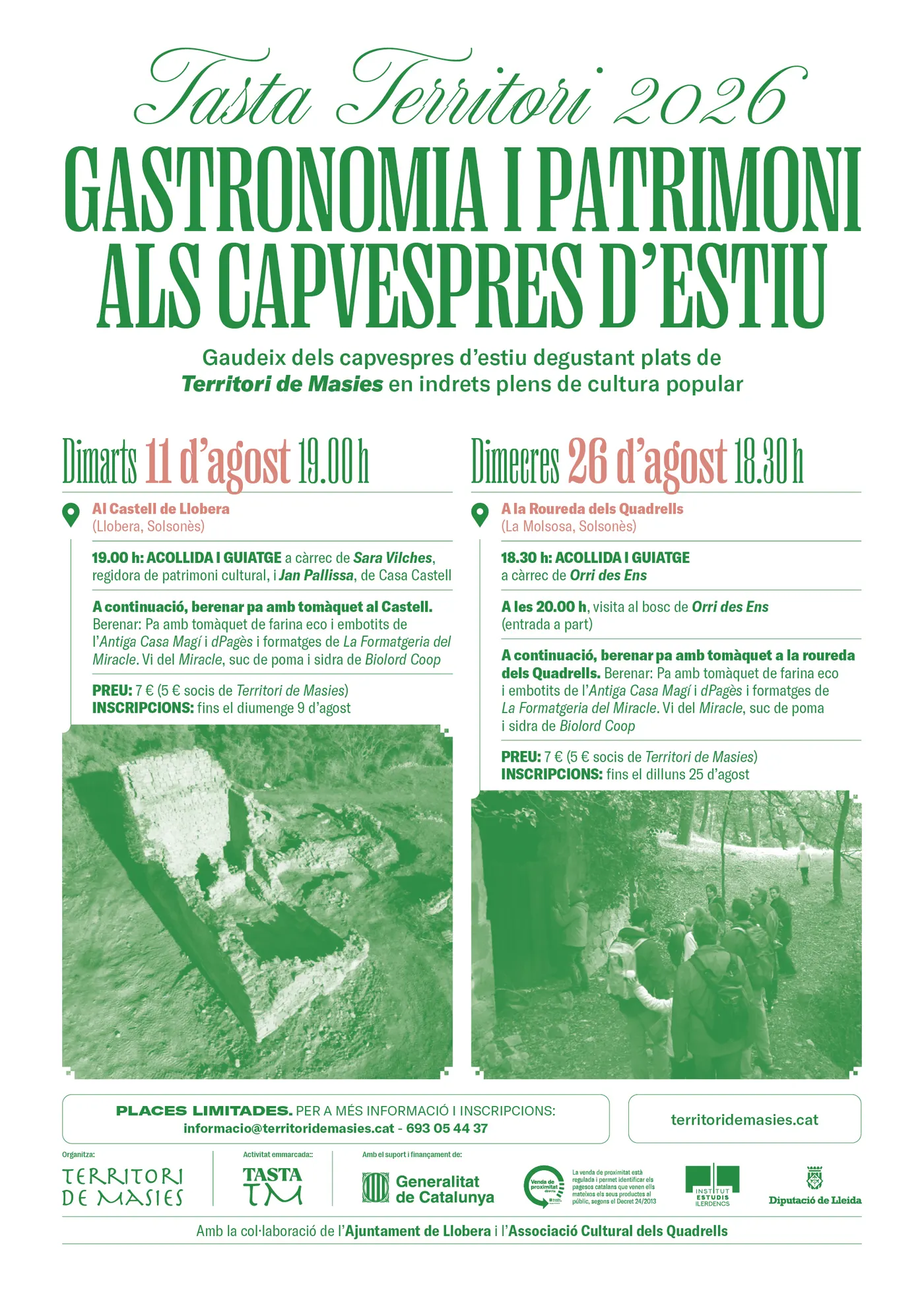 Territori de Masies proposa un nou maridatge entre patrimoni i gastronomia a Llobera i als Quadrells
