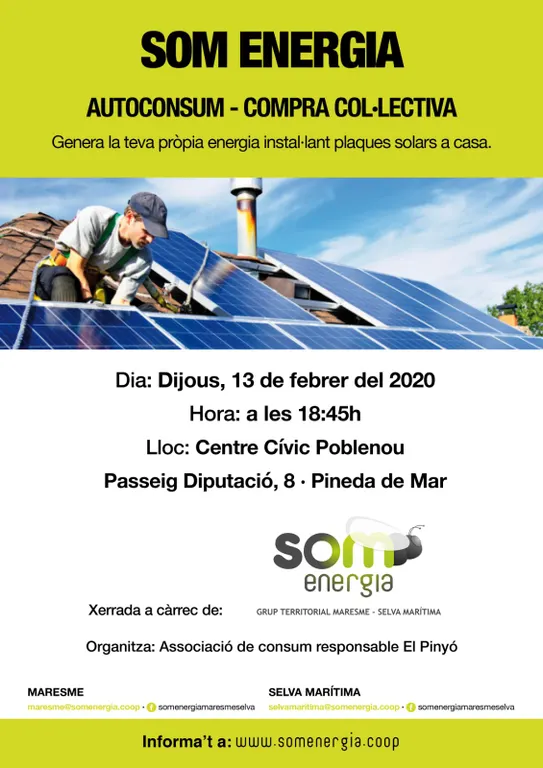 Xerrada de Som Energia sobre l'autoconsum i la compra col.lectiva