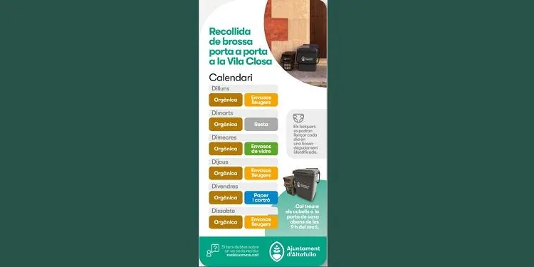 Aquest dilluns es posa en marxa el nou sistema de la recollida porta a porta a la Vila Closa