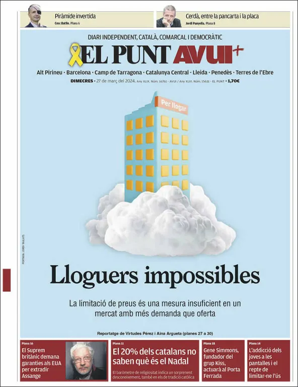 Cop d'ull als diaris d'aquest dimecres 27 de març