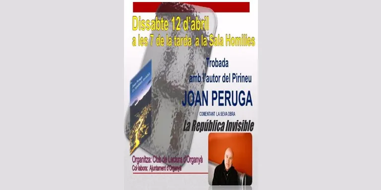 El club de lectura d'Organyà convida l'escriptor Joan Peruga