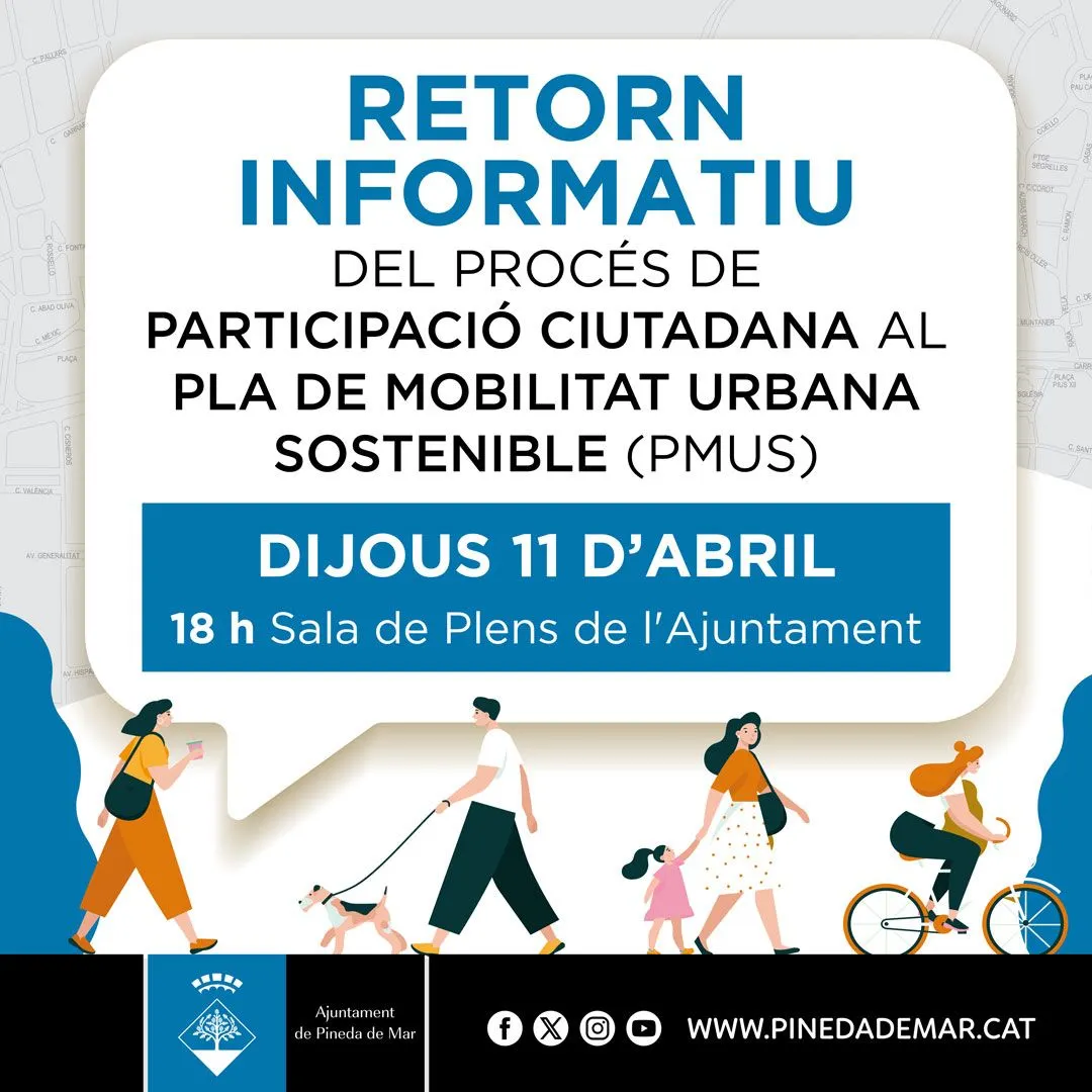 Aquest dijous es fa una jornada oberta a la ciutadania sobre el Pla de Mobilitat de Pineda