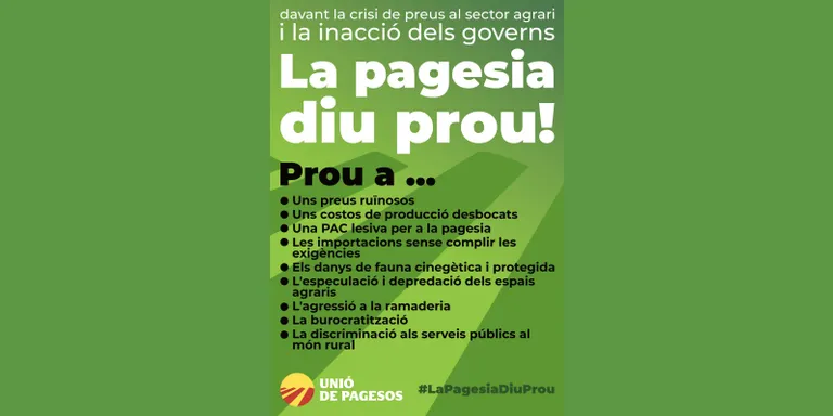 Unió de Pagesos convoca una mobilització aquest dijous a la Seu d'Urgell
