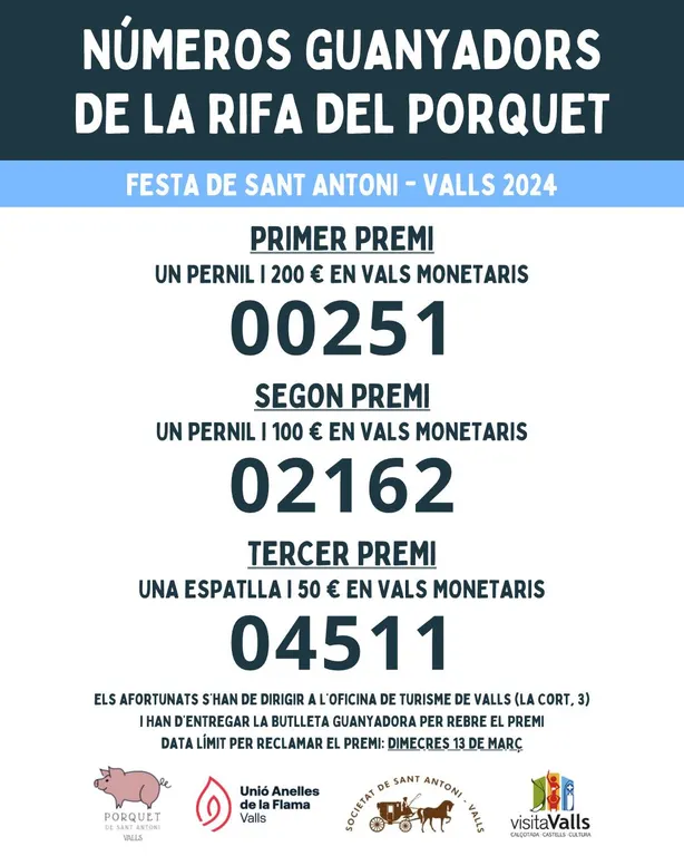 La Rifa del Porquet dona a conèixer els números premiats