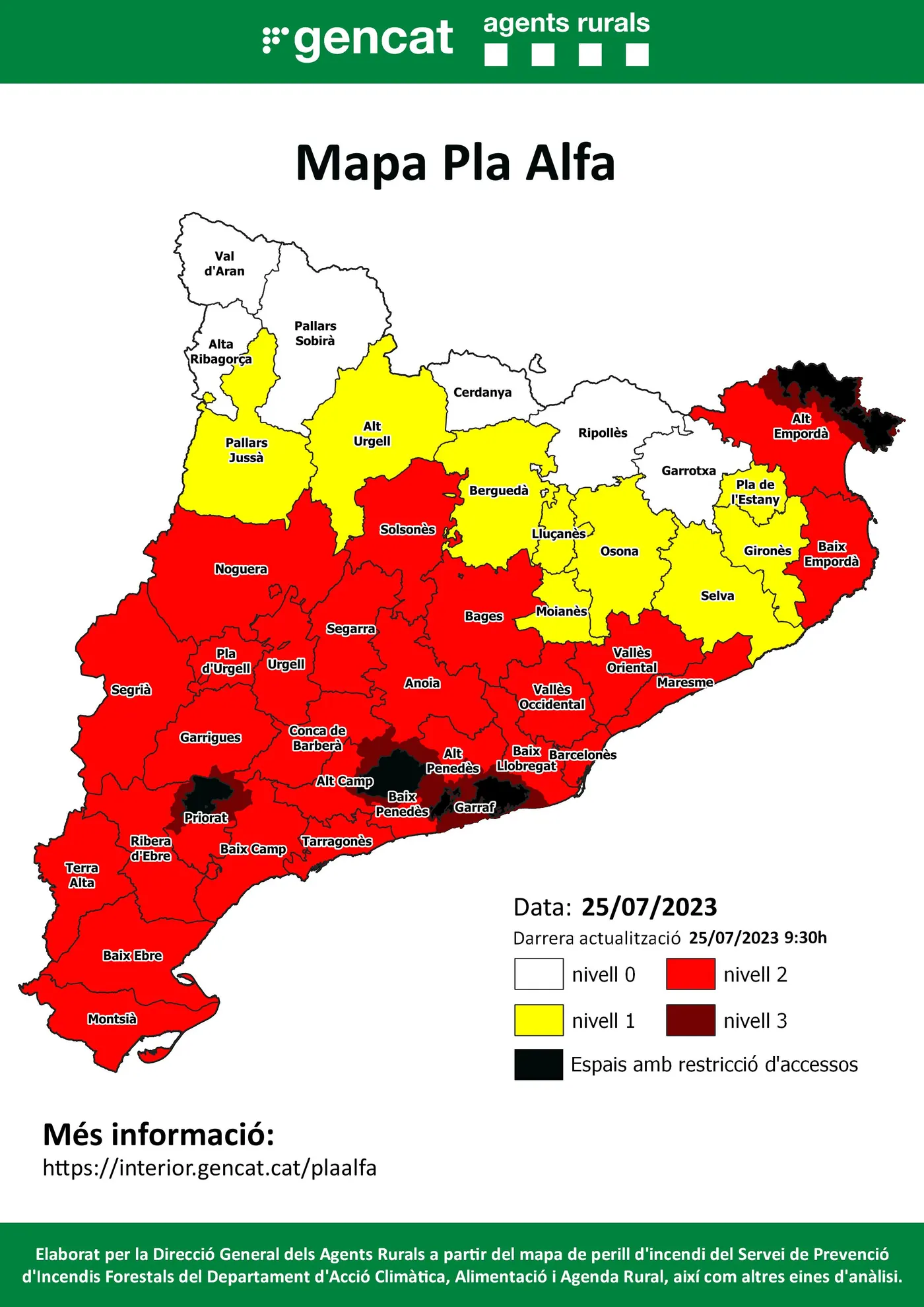Activat al Vallès Oriental el nivell 2 del pla Alfa per alt risc d'incendi