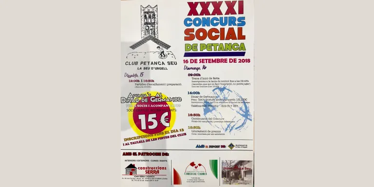 El Concurs Social de Petanca de la Seu arriba a la 41a edició
