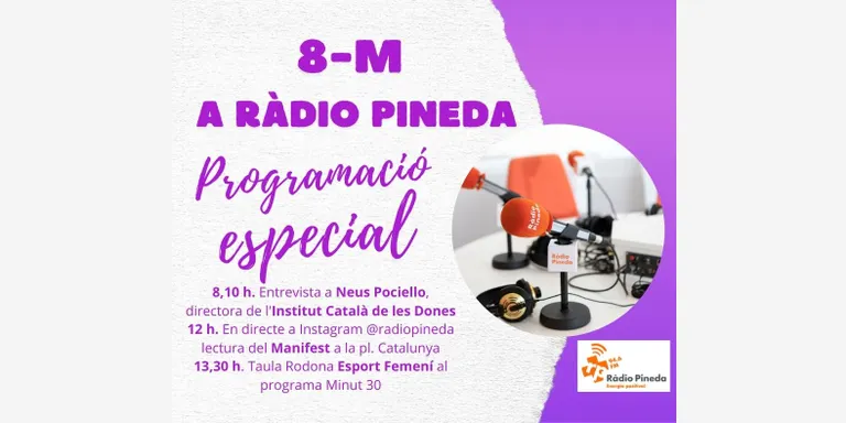 8-M a Ràdio Pineda: Neus Pociello, directora de l'ICD, retransmissió del Manifest i taula rodona d'esport femení