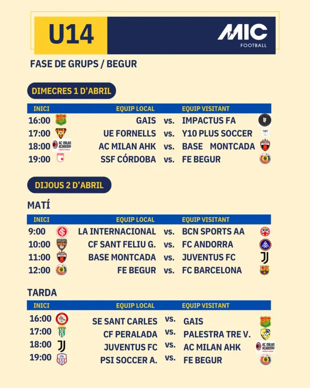 Begur repetirà com a seu del MICFootball amb partits de la categoria U14