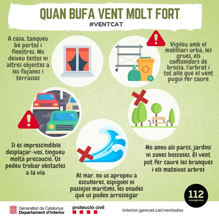 Activat en fase d’alerta en Pla especial d’emergències per risc de vent, el Vencat
