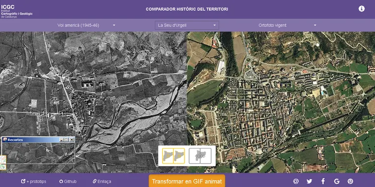 Una nova aplicació web permet comparar l'evolució del territori des de 1945 fins a l'actualitat