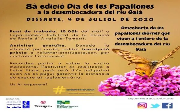 L’Associació Mediambiental la Sínia celebrarà la 8a edició del Dia de les Papallones a la desembocadura del Gaià el 4 de juliol