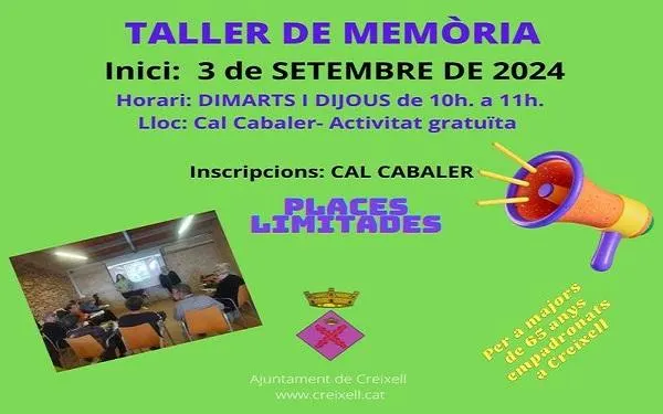 Creixell impulsa un taller de manteniment de memòria gratuït per a la gent gran