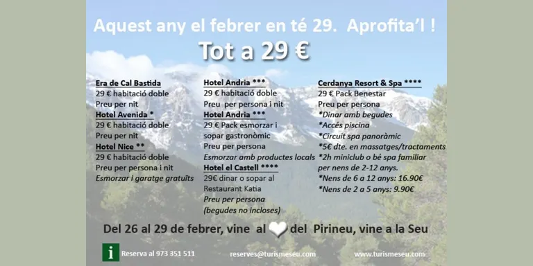 Turisme Seu llança la campanya 'Tot a 29 euros'