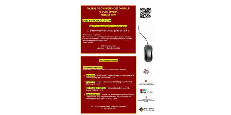 El Punt Òmnia de la Seu d’Urgell proposa 4 tallers gratuïts de competències digitals per a aquesta tardor