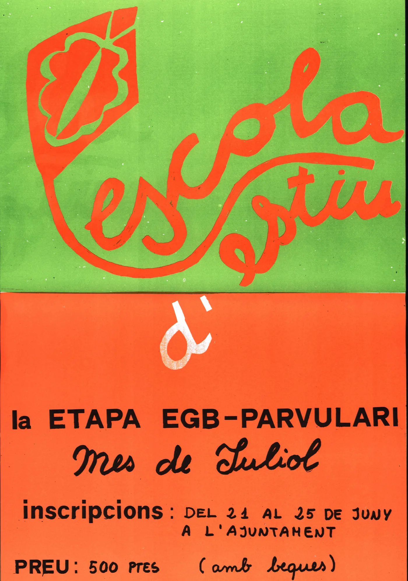 L'arxiu municipal mostra el cartell que anunciava l'escola d'estiu de 1982
