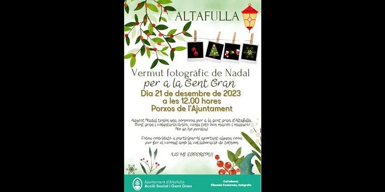 L'Ajuntament d'Altafulla convida la gent gran de la vila a un vermut per celebrar el canvi d'estació