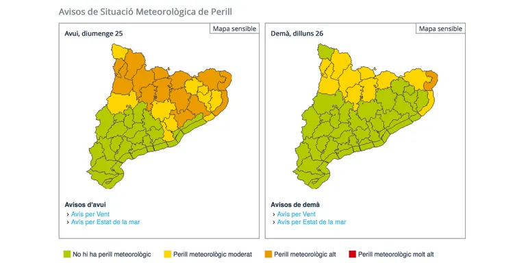 Protecció Civil manté activada l'alerta pel fort vent