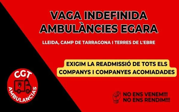 La plantilla d’Ambulàncies Egara farà vaga indefinida a partir d’aquest dijous al Camp de Tarragona