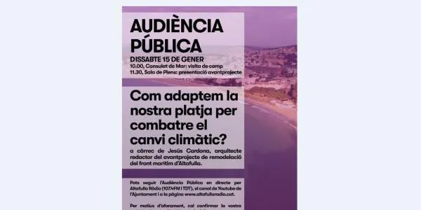 L'Ajuntament d'Altafulla presentarà en Audiència Pública l'avantprojecte per remodelar el front marítim