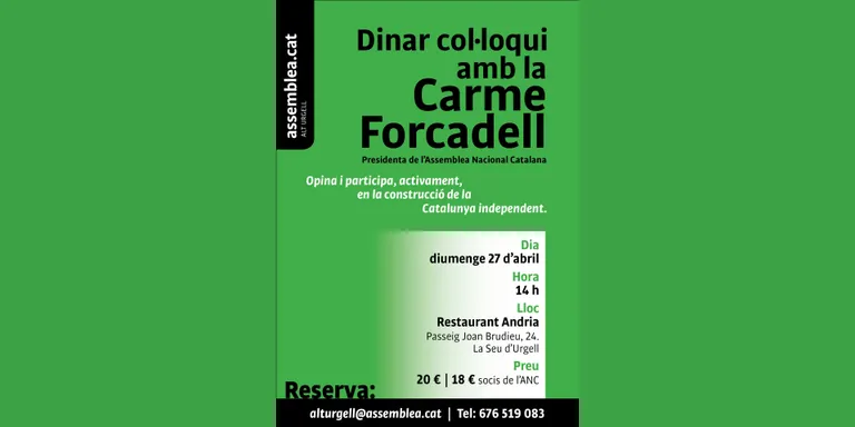 L'ANC Alt Urgell organitza un dinar-col.loqui amb Carme Forcadell