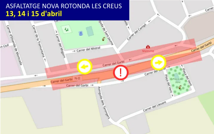Incidència de trànsit per les obres d'asfaltat de la nova rotonda de la NII