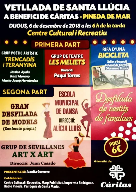 Aquest dijous es fa la Vetllada de Santa Llúcia a benefici de Cáritas Pineda