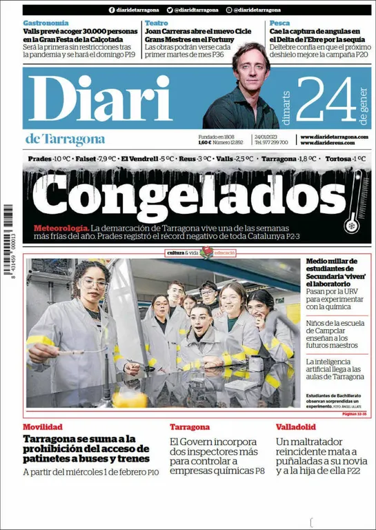 Consulta les portades dels diaris d'aquest 24 de gener