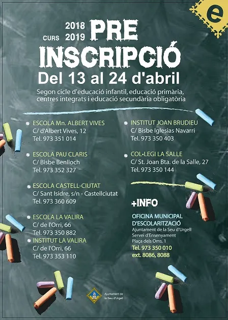 Comença el període de preinscripcions per al curs escolar 2018-2019