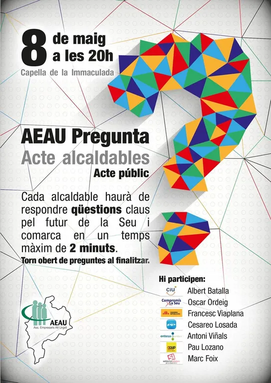 L'AEAU organitza un acte amb els caps de llista a les eleccions municipals de la Seu