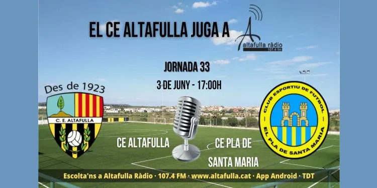 L’Altafulla juga l’últim partit del curs al Joan Pijuan davant el Pla de Santa Maria amb la segona plaça en joc