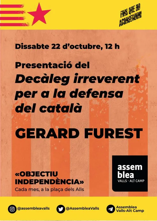L’ANC Valls-Alt Camp presenta el Decàleg irreverent per a la defensa del català